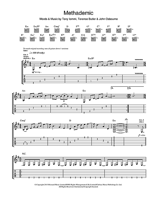 Black Sabbath Methademic sheet music notes and chords. Download Printable PDF.