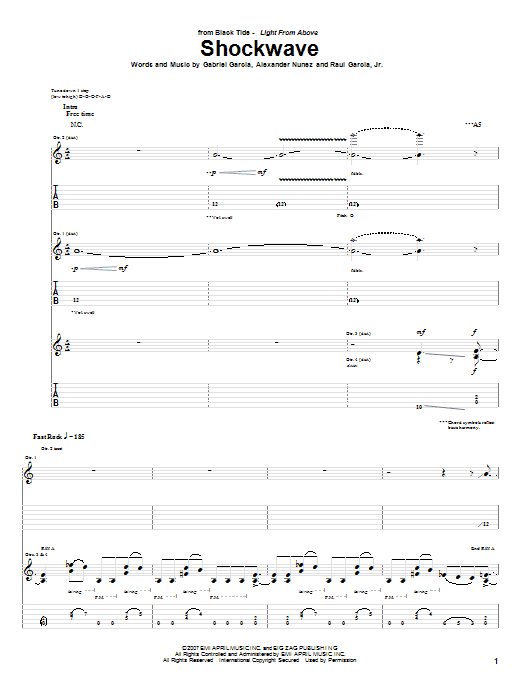 Black Tide Shockwave sheet music notes and chords. Download Printable PDF.