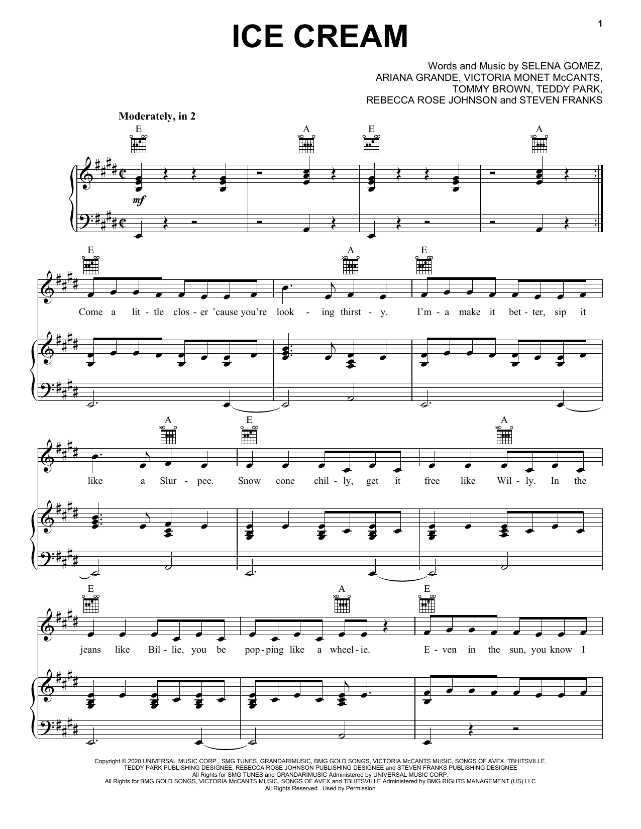 Blackpink Ice Cream With Selena Gomez Sheet Music Notes Chords Download Printable Pdf 467889 Score - ice cream blackpink roblox id code