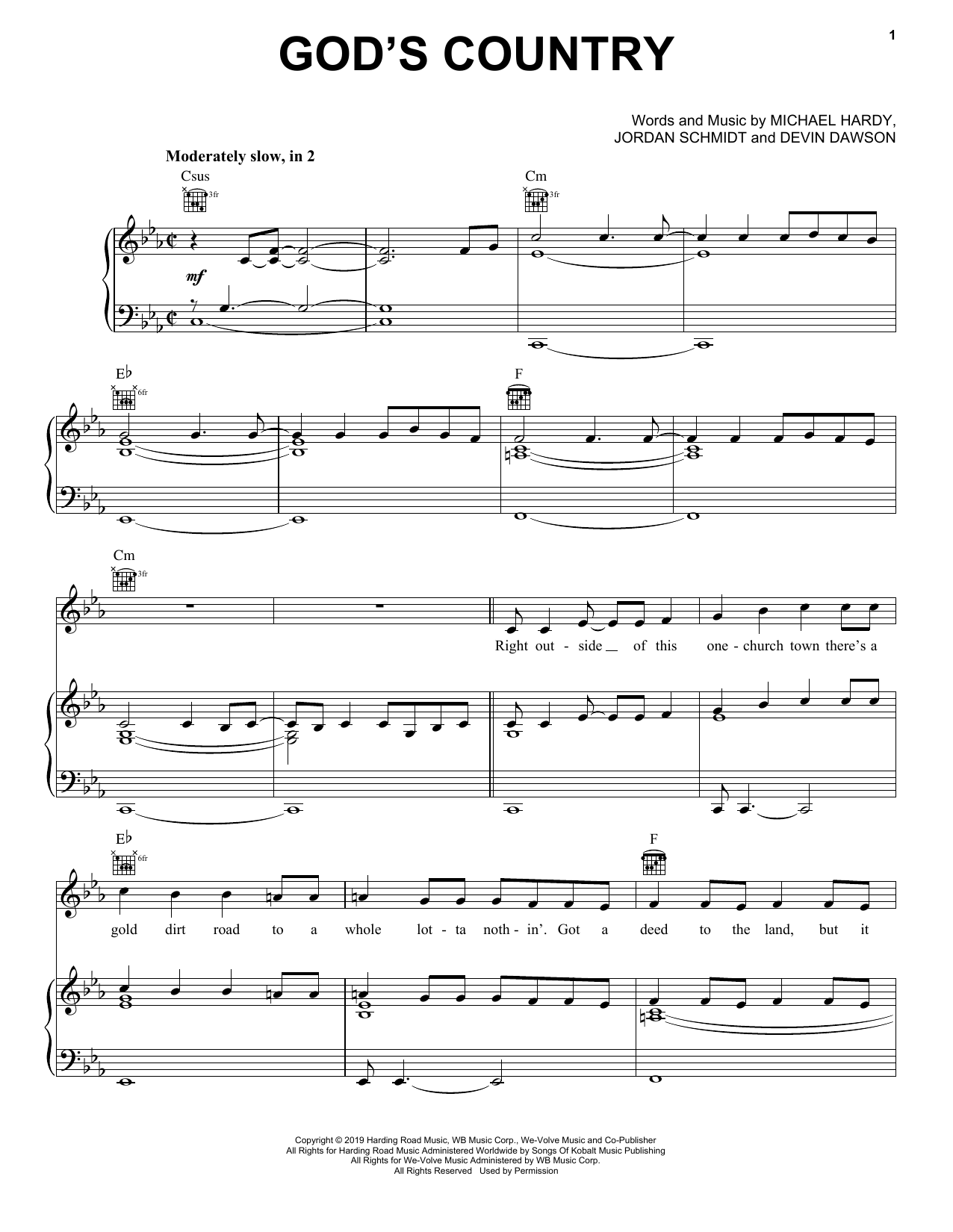 country guitar sheet music