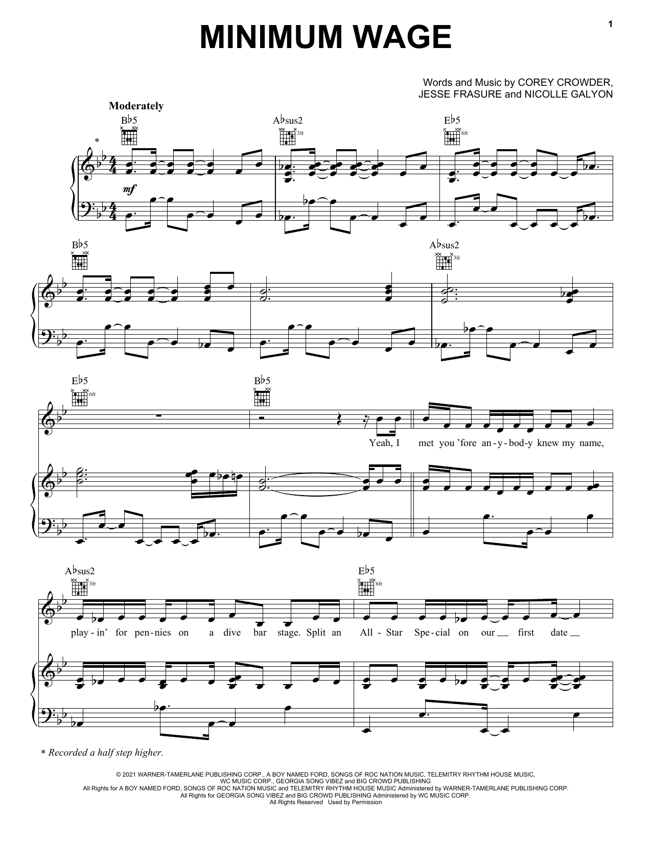 Blake Shelton Minimum Wage sheet music notes and chords. Download Printable PDF.