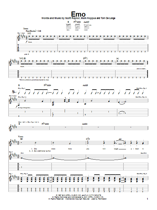Learn to play Blink-182 Emo sheet music for Guitar Tab in minutes. Blink-182 Emo sheet music notes and chords. Download Printable PDF.