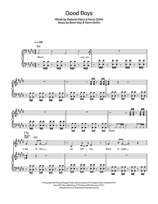 Blondie Good Boys sheet music notes and chords. Download Printable PDF.