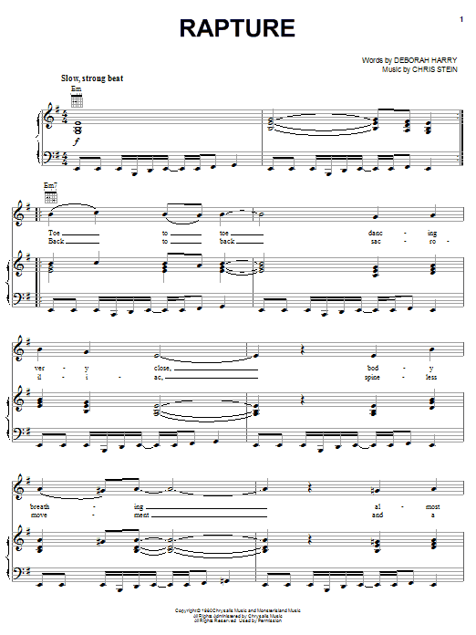 Learn to play Blondie Rapture sheet music for Guitar Chords/Lyrics in minutes. Blondie Rapture sheet music notes and chords. Download Printable PDF.
