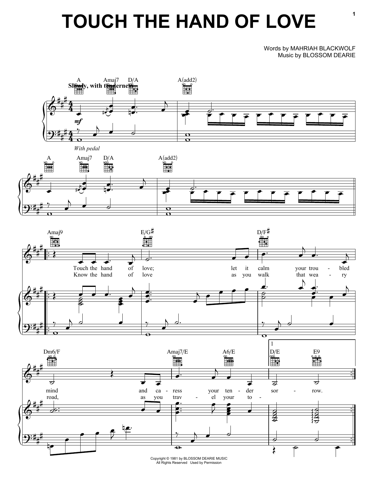 Learn to play Blossom Dearie Touch The Hand Of Love sheet music for Big Note Piano in minutes. Price: 6.9900$ Blossom Dearie Touch The Hand Of Love sheet music notes and chords arranged for Big Note Piano