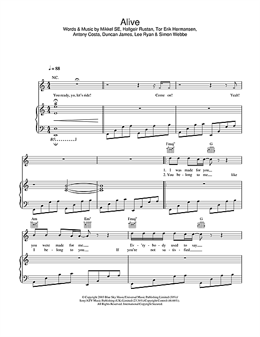 Blue Alive sheet music notes and chords. Download Printable PDF.