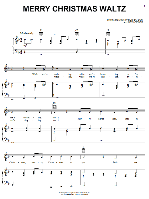 Bob Batson Merry Christmas Waltz sheet music notes and chords. Download Printable PDF.