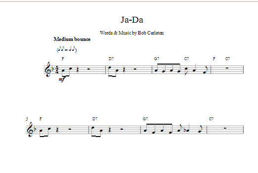 Bob Carleton Ja-Da sheet music notes and chords. Download Printable PDF.