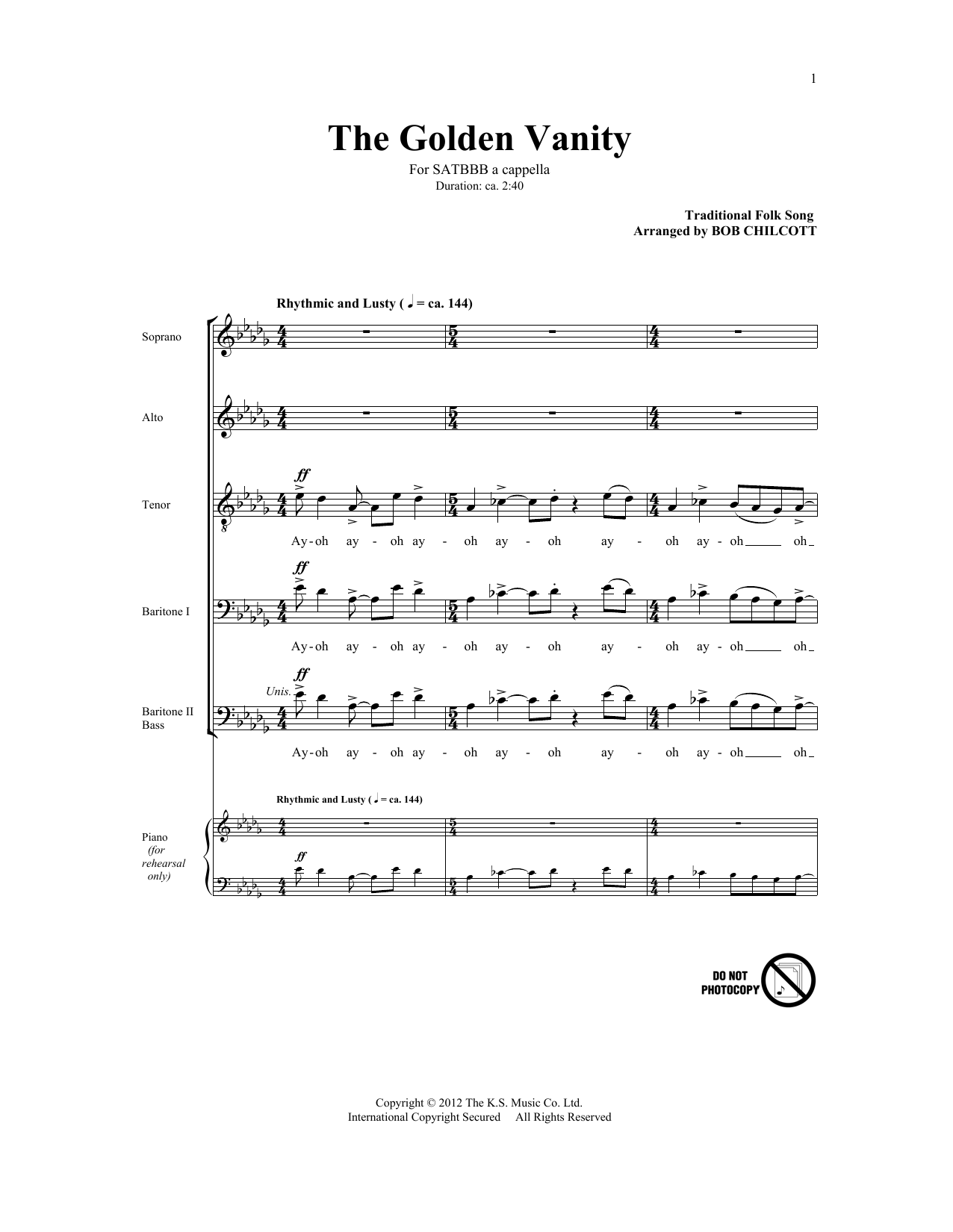 Traditional Folksong The Golden Vanity (arr. Bob Chilcott) sheet music notes and chords. Download Printable PDF.