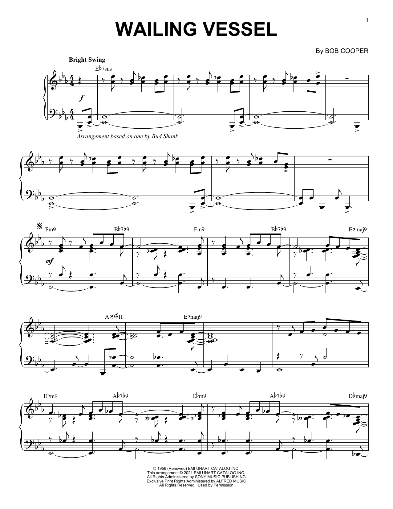 Bob Cooper Wailing Vessel [Jazz version] (arr. Brent Edstrom) sheet music notes and chords. Download Printable PDF.