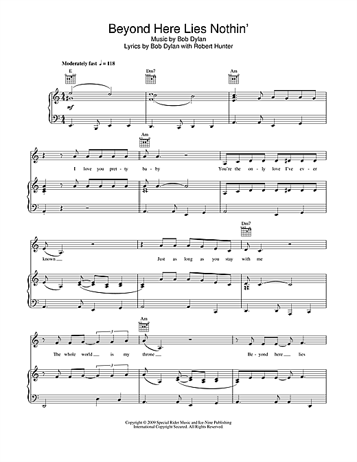 Learn to play Bob Dylan Beyond Here Lies Nothin' sheet music for Piano, Vocal & Guitar (Right-Hand Melody) in minutes. Bob Dylan Beyond Here Lies Nothin' sheet music notes and chords. Download Printable PDF.
