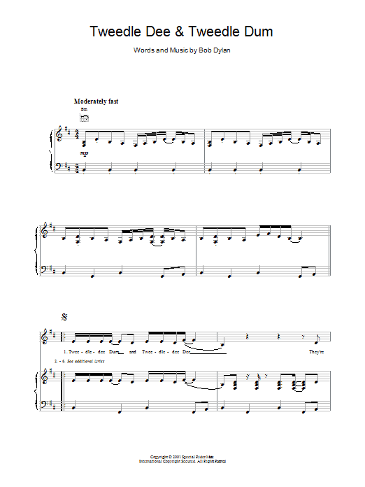 Bob Dylan Tweedle Dee & Tweedle Dum sheet music notes and chords. Download Printable PDF.