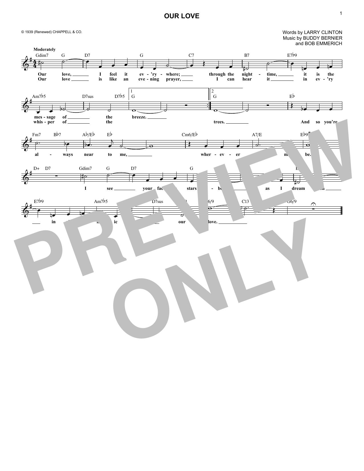 Bob Emmerich Our Love sheet music notes and chords. Download Printable PDF.