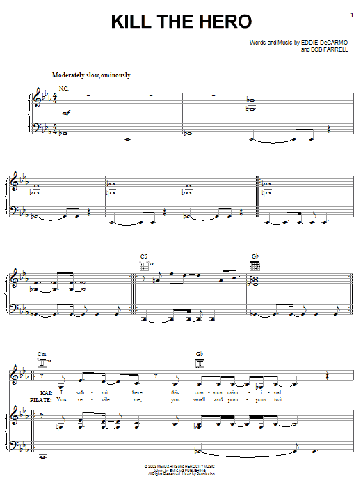Learn to play Bob Farrell Kill The Hero sheet music for Piano, Vocal & Guitar (Right-Hand Melody) in minutes. Bob Farrell Kill The Hero sheet music notes and chords. Download Printable PDF.