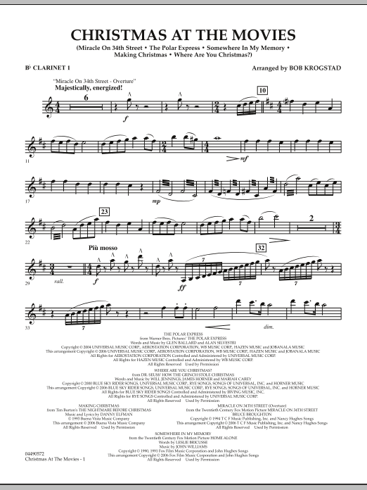 Learn to play Bob Krogstad Christmas At The Movies - Bb Clarinet 1 sheet music for Full Orchestra in minutes. Bob Krogstad Christmas At The Movies - Bb Clarinet 1 sheet music notes and chords. Download Printable PDF.