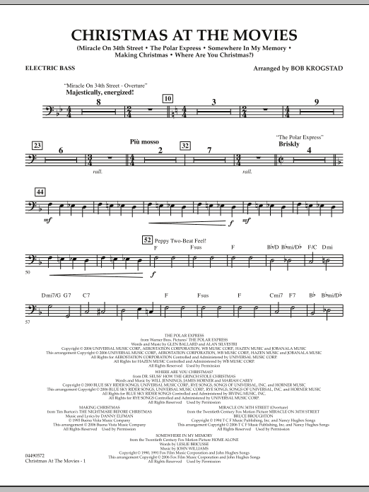 Learn to play Bob Krogstad Christmas At The Movies - Electric Bass sheet music for Full Orchestra in minutes. Bob Krogstad Christmas At The Movies - Electric Bass sheet music notes and chords. Download Printable PDF.