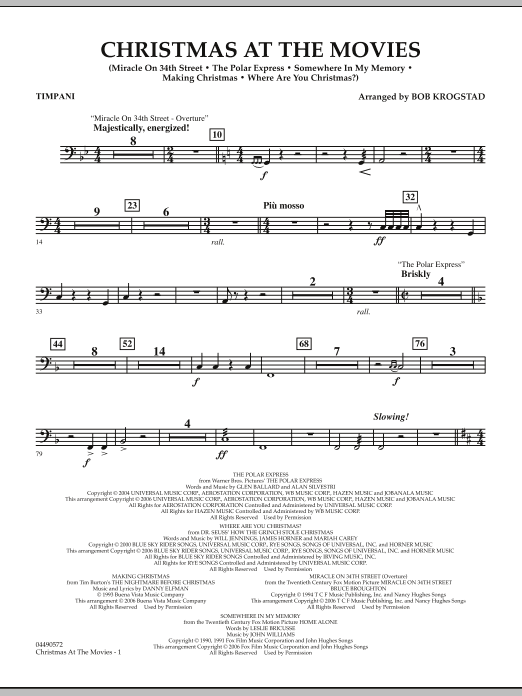 Learn to play Bob Krogstad Christmas At The Movies - Timpani sheet music for Full Orchestra in minutes. Bob Krogstad Christmas At The Movies - Timpani sheet music notes and chords. Download Printable PDF.