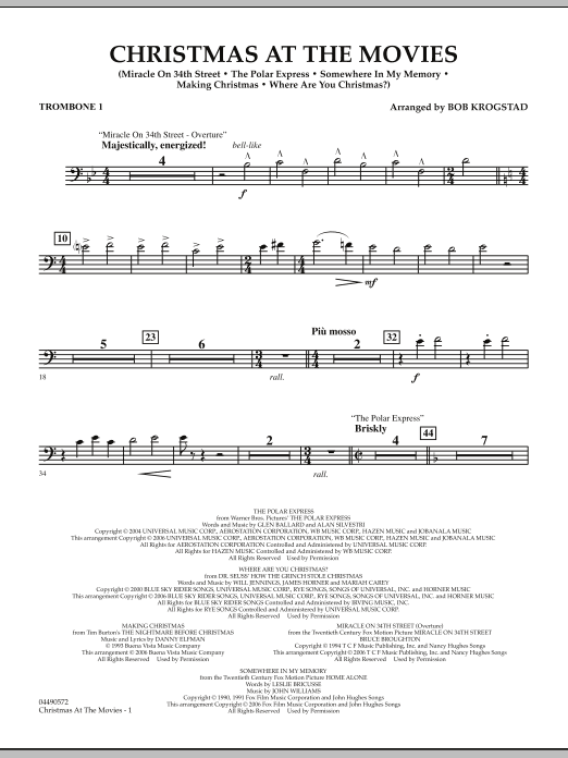 Learn to play Bob Krogstad Christmas At The Movies - Trombone 1 sheet music for Full Orchestra in minutes. Bob Krogstad Christmas At The Movies - Trombone 1 sheet music notes and chords. Download Printable PDF.