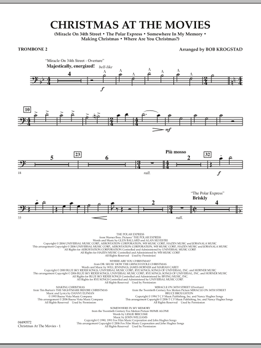 Learn to play Bob Krogstad Christmas At The Movies - Trombone 2 sheet music for Full Orchestra in minutes. Bob Krogstad Christmas At The Movies - Trombone 2 sheet music notes and chords. Download Printable PDF.
