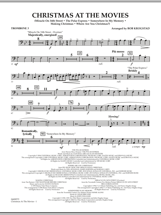 Learn to play Bob Krogstad Christmas At The Movies - Trombone 3 sheet music for Full Orchestra in minutes. Bob Krogstad Christmas At The Movies - Trombone 3 sheet music notes and chords. Download Printable PDF.