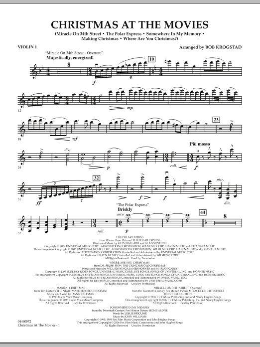 Learn to play Bob Krogstad Christmas At The Movies - Violin 1 sheet music for Full Orchestra in minutes. Bob Krogstad Christmas At The Movies - Violin 1 sheet music notes and chords. Download Printable PDF.