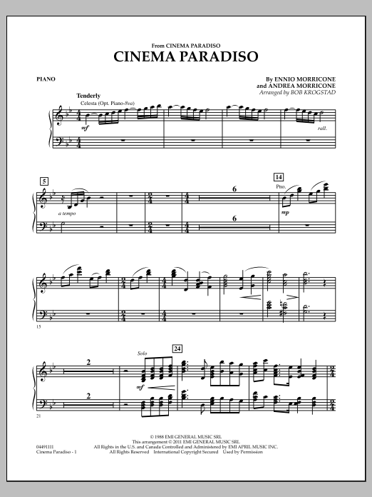 Bob Krogstad Cinema Paradiso Piano Sheet Music Pdf Notes Chords Film Tv Score Orchestra Download Printable Sku 303863
