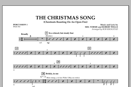 Bob Krogstad The Christmas Song Chestnuts Roasting On An Open Fire Percussion 1 Sheet Music Pdf Notes Chords Christmas Score Full Orchestra Download Printable Sku 321228