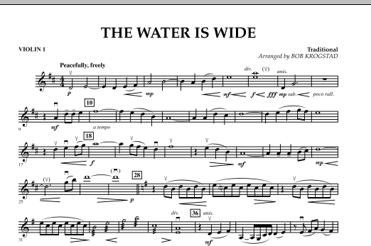 Bob Krogstad The Water Is Wide Violin 1 Sheet Music Pdf Notes Chords Folk Score Orchestra Download Printable Sku 294993