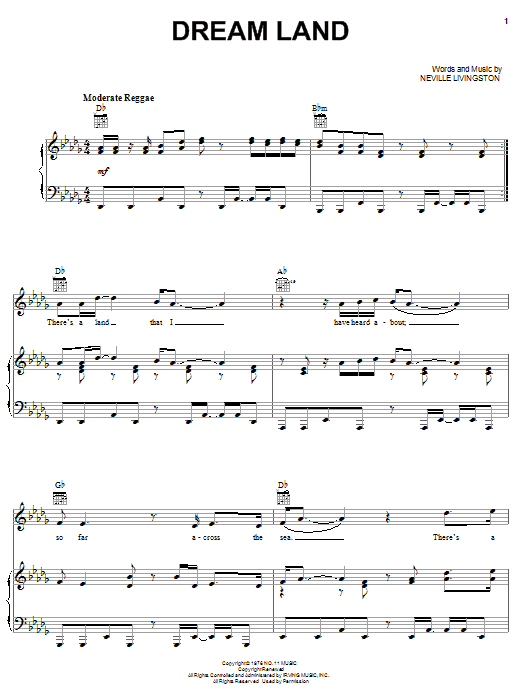 Bob Marley Dream Land sheet music notes and chords. Download Printable PDF.