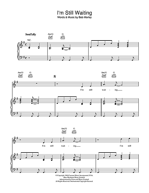 Learn to play Bob Marley I'm Still Waiting sheet music for Lyrics & Chords in minutes. Bob Marley I'm Still Waiting sheet music notes and chords