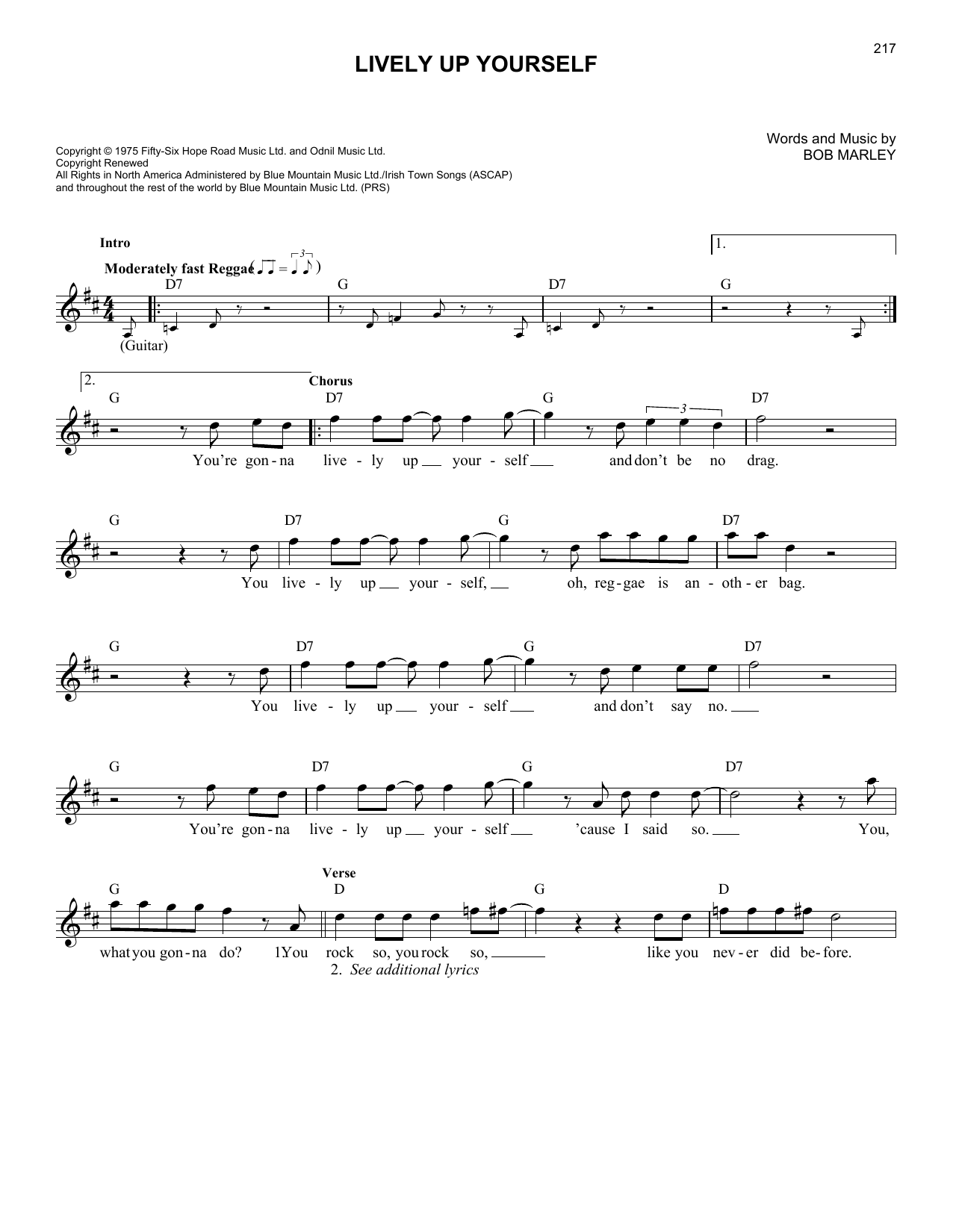 Learn to play Bob Marley Lively Up Yourself sheet music for Lead Sheet / Fake Book in minutes. Price: 6.9900$ Bob Marley Lively Up Yourself sheet music notes and chords. Download Printable PDF.