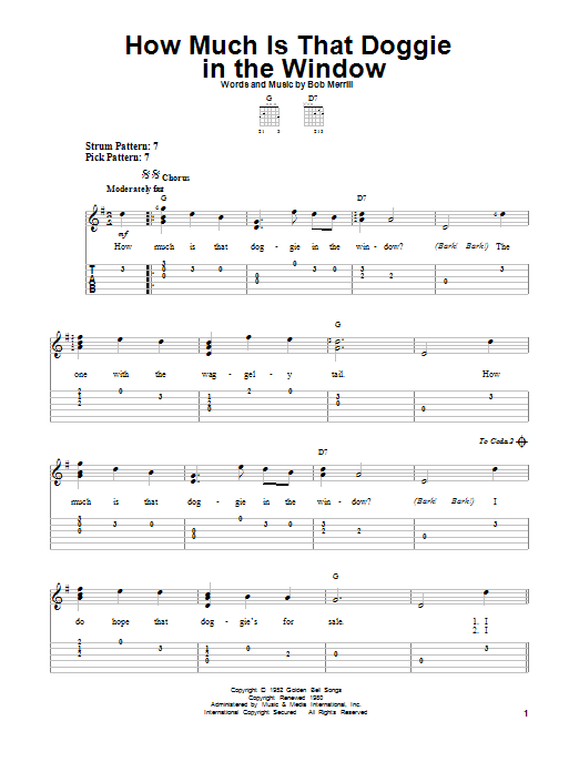 Learn to play Bob Merrill How Much Is That Doggie In The Window sheet music for UkeBuddy in minutes. Price: 4.4900$ Bob Merrill How Much Is That Doggie In The Window sheet music notes and chords arranged for UkeBuddy