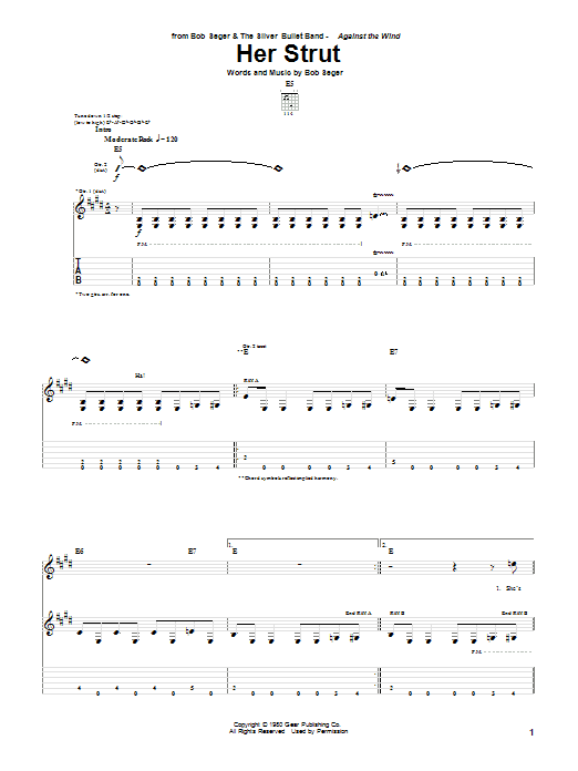 Bob Seger Her Strut sheet music notes and chords. Download Printable PDF.