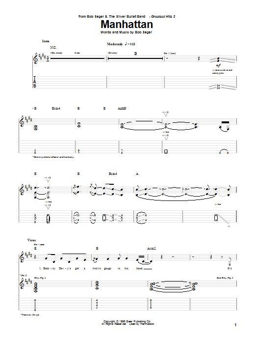 Learn to play Bob Seger Manhattan sheet music for Piano, Vocal & Guitar (Right-Hand Melody) in minutes. Bob Seger Manhattan sheet music notes and chords. Download Printable PDF.