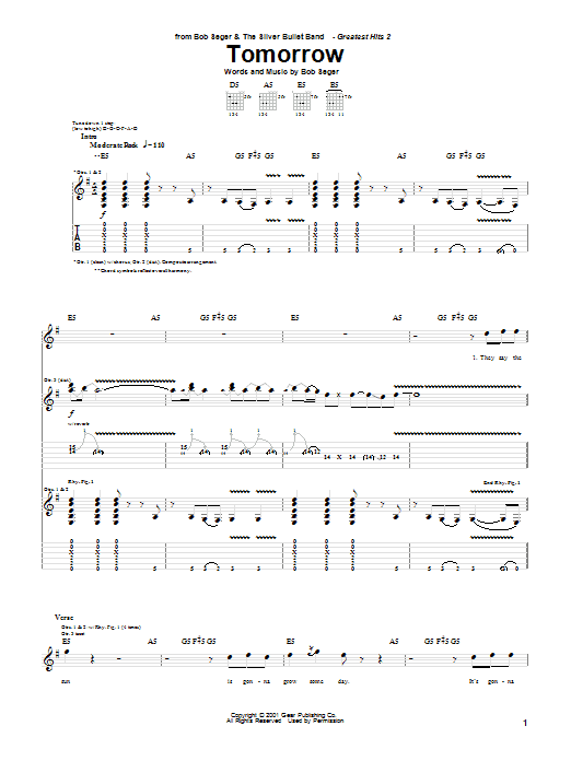 Learn to play Bob Seger Tomorrow sheet music for Piano, Vocal & Guitar (Right-Hand Melody) in minutes. Bob Seger Tomorrow sheet music notes and chords. Download Printable PDF.