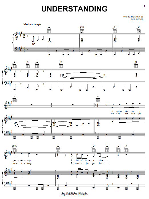 Bob Seger Understanding sheet music notes and chords. Download Printable PDF.