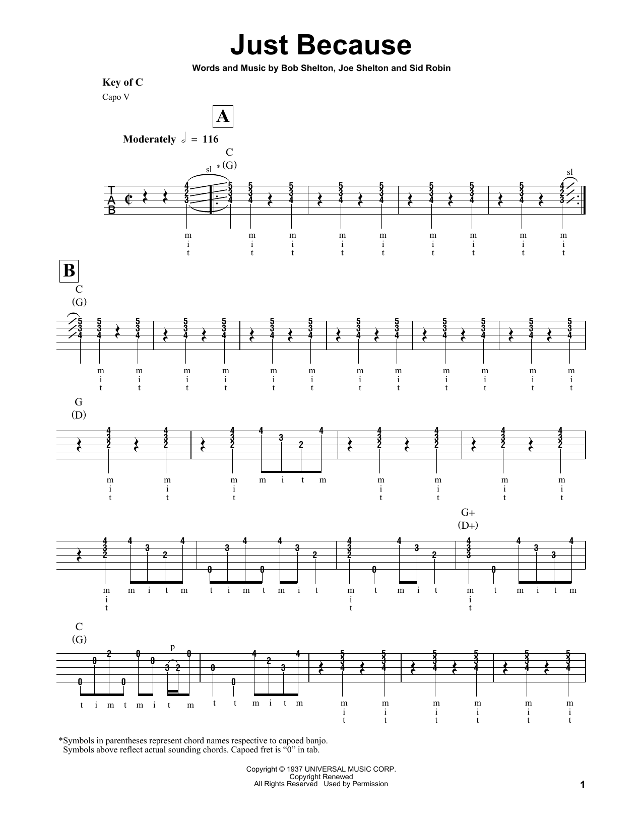 Bob Shelton Just Because sheet music notes and chords. Download Printable PDF.