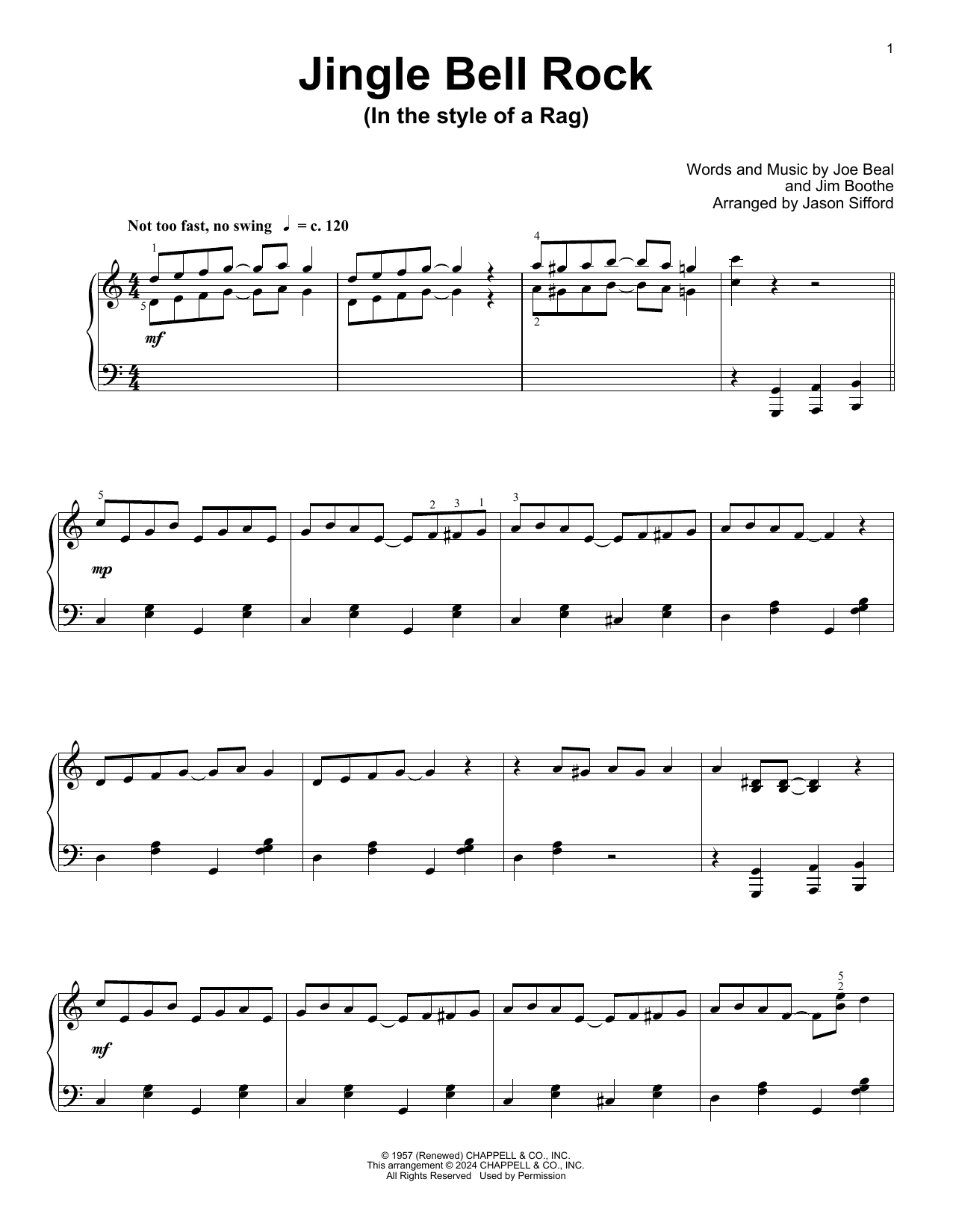 Bobby Helms Jingle Bell Rock (arr. Jason Sifford) sheet music notes and chords. Download Printable PDF.