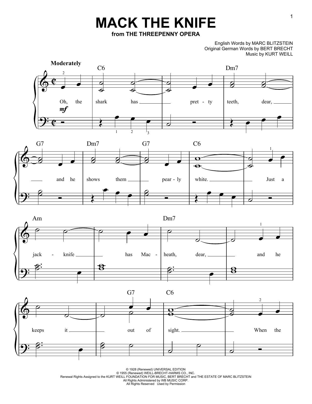 Bobby Darin Mack The Knife sheet music notes and chords. Download Printable PDF.