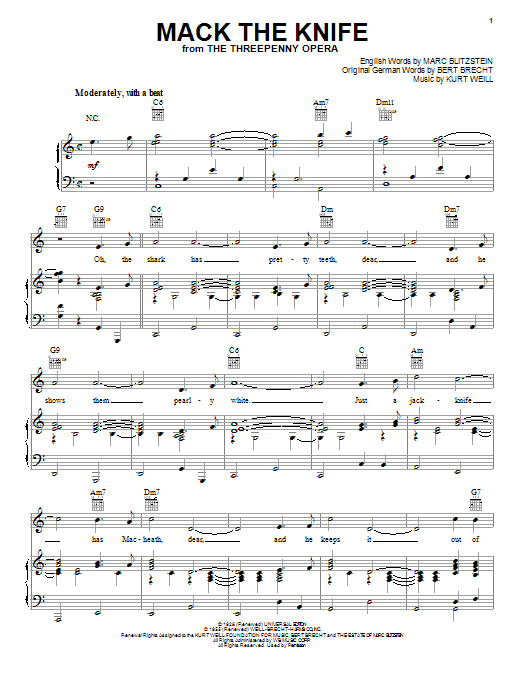 Learn to play Bobby Darin Mack The Knife sheet music for Piano Solo in minutes. Bobby Darin Mack The Knife sheet music notes and chords. Download Printable PDF.