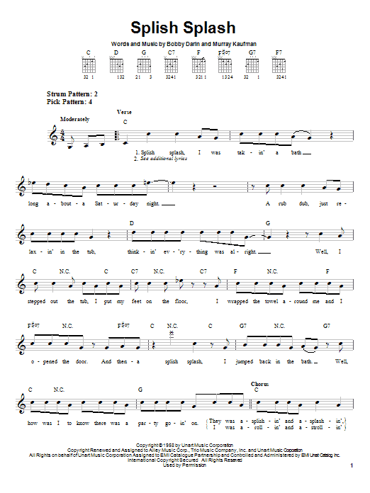 Learn to play Bobby Darin Splish Splash sheet music for Piano, Vocal & Guitar (Right-Hand Melody) in minutes. Bobby Darin Splish Splash sheet music notes and chords. Download Printable PDF.