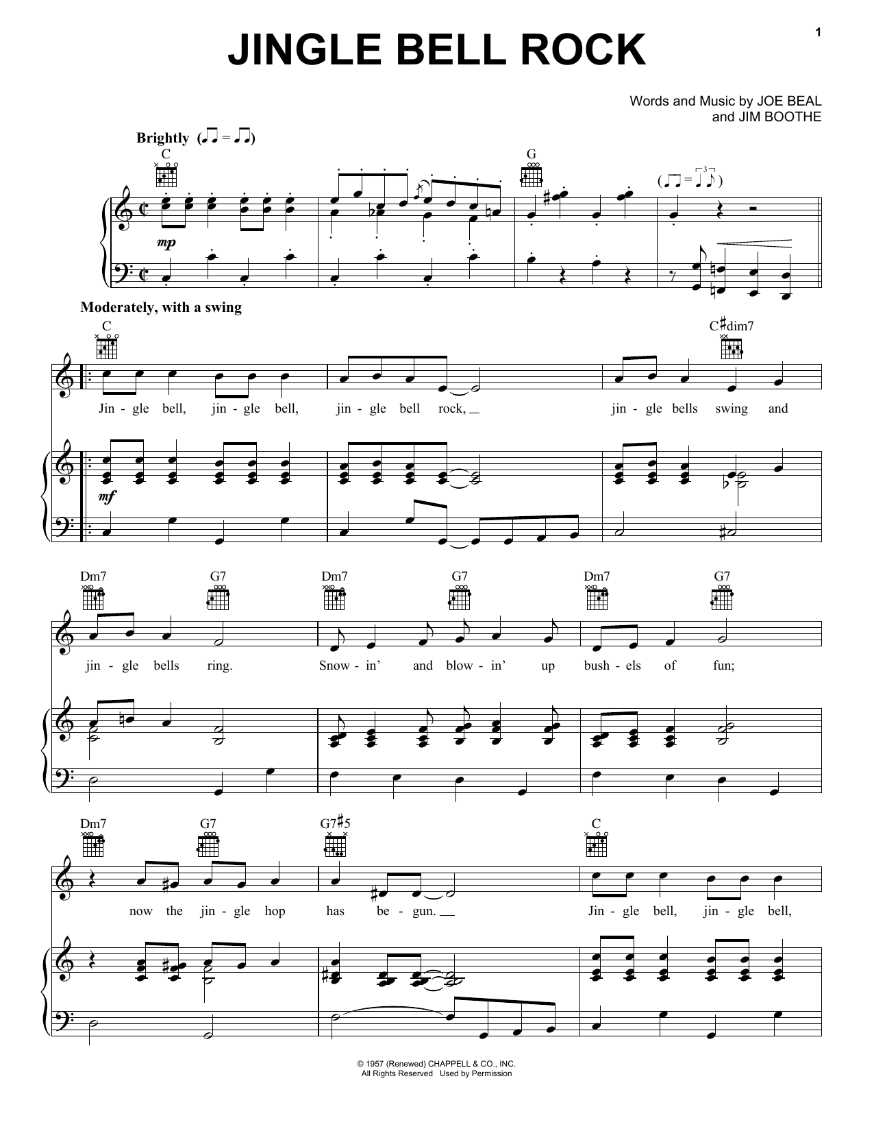 Preview Bobby Helms Jingle-Bell Rock Pop sheet music, notes and chords for Piano, Vocal & Guitar (Right-Hand Melody), SKU: 16502 sheet music, piano notes, chords, guitar tabs, score, transpose, transcribe, how to play, guide, download, learn, tutorial, progression, song, artist, awards, billboard, mtv, vh1, tour, single, album, release