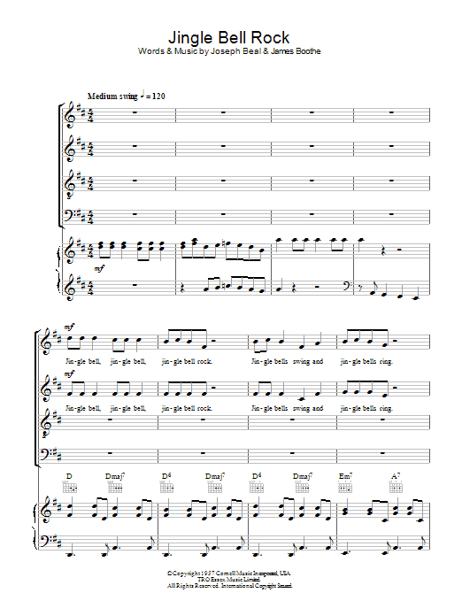 Bobby Helms Jingle Bell Rock (arr. Peter Foggitt) sheet music notes and chords. Download Printable PDF.