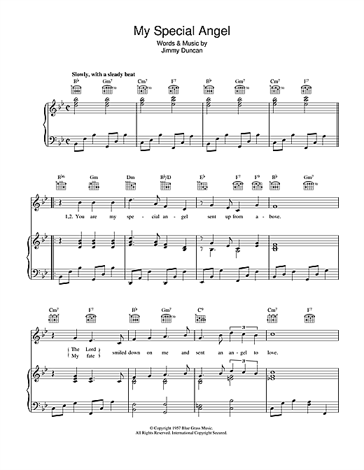 Bobby Helms My Special Angel sheet music notes and chords. Download Printable PDF.