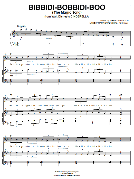 Bobby Mcferrin Bibbidi Bobbidi Boo The Magic Song Sheet Music