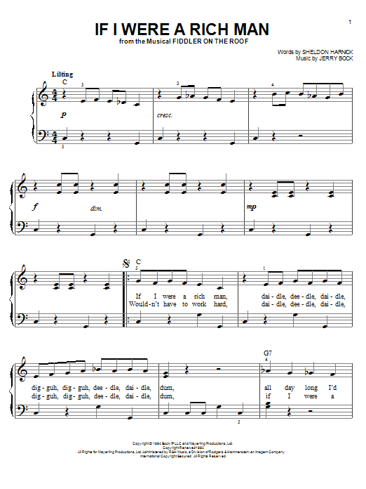 Learn to play Bock & Harnick If I Were A Rich Man (from Fiddler On The Roof) sheet music for Lead Sheet / Fake Book in minutes. Bock & Harnick If I Were A Rich Man (from Fiddler On The Roof) sheet music notes and chords. Download Printable PDF.
