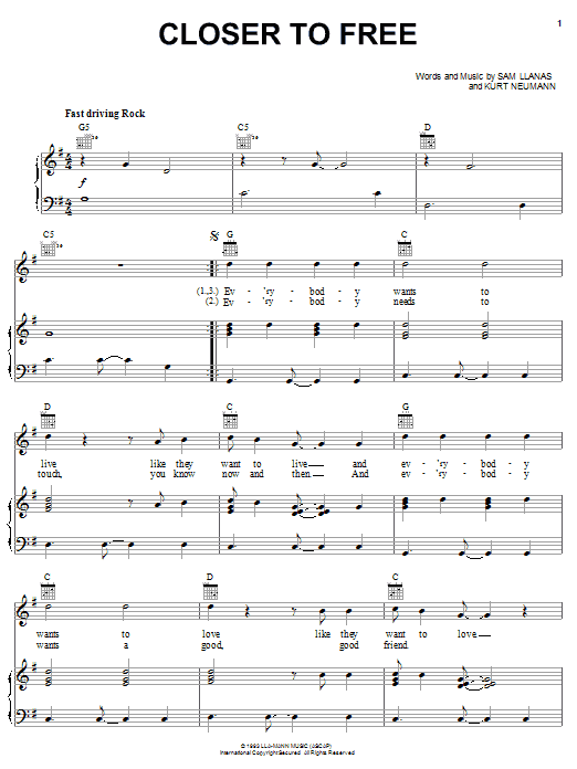 BoDeans quot Closer To Free quot Sheet Music PDF Chords 6 Page Piano Vocal BoDeans quot Closer To Free quot Sheet Music PDF Chords 6 Page Piano Vocal