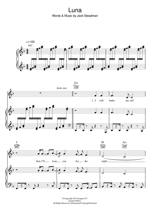 Bombay Bicycle Club Luna Sheet Music Pdf Notes Chords Alternative Score Piano Vocal Guitar Right Hand Melody Download Printable Sku 121173