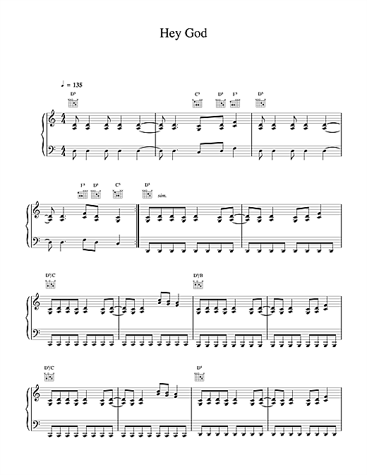 Bon Jovi Hey God sheet music notes and chords. Download Printable PDF.