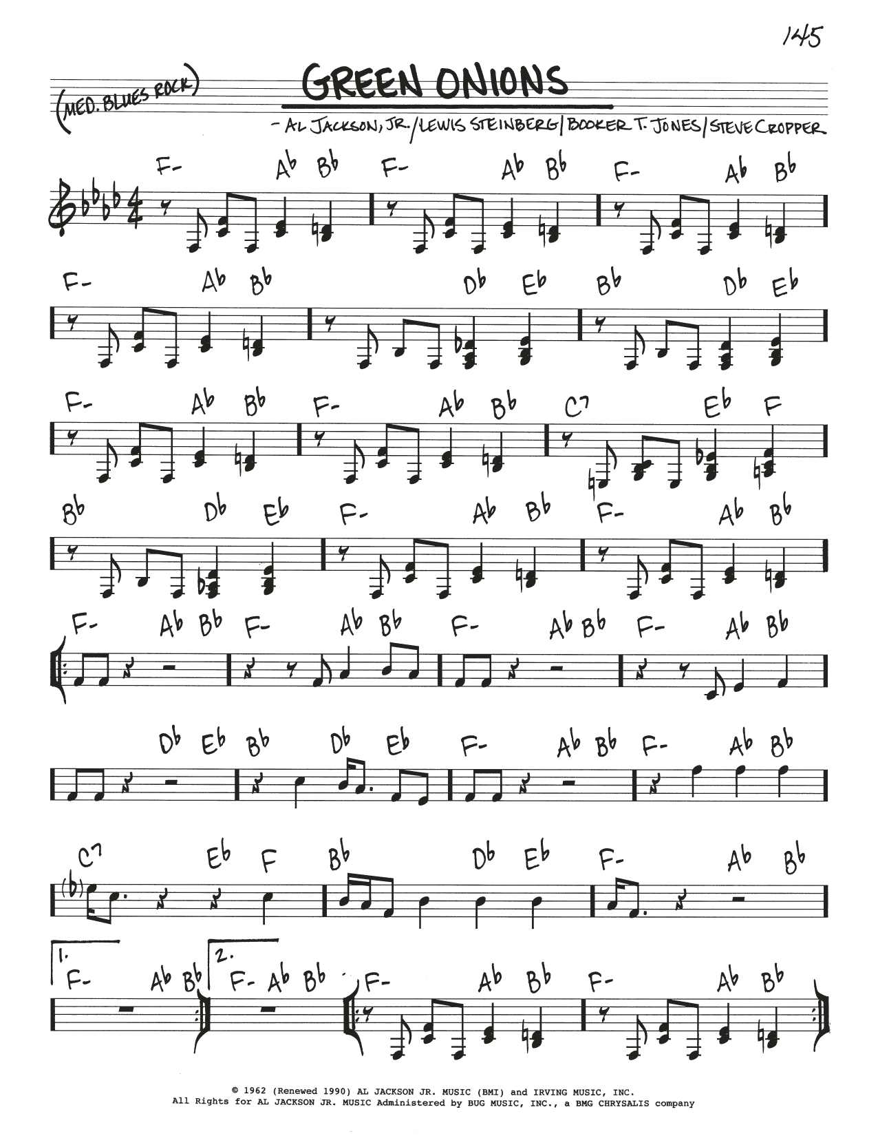 Booker T. and The MGs "Green Onions" Sheet Music PDF Notes, Chords